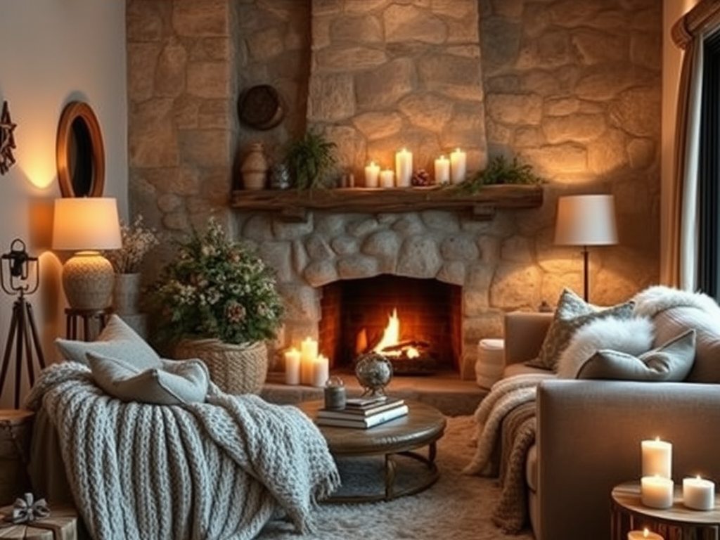 Zimowe dekoracje do salonu bez kiczu: naturalne materiały, ciepłe tekstylia i nastrojowe oświetlenie dla przytulnej atmosfery